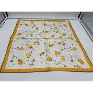 Vintage Vera Neumann Scarf Orange Yellow Floral Acetate 22" X 22”  Square